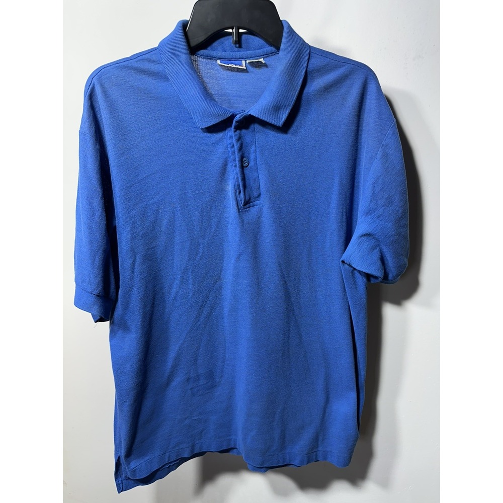 Levi's Polo Shirt VTG Blue Signature Button Ribbed Collar & Cuff Mens Size XL